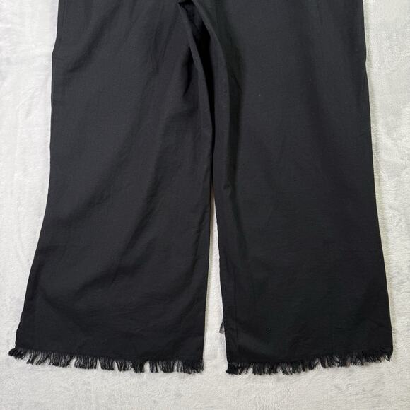 April Cornell Black Wide Leg Pants Women's Medium Embroidered Floral Boho Cotton - Picture 14 of 16